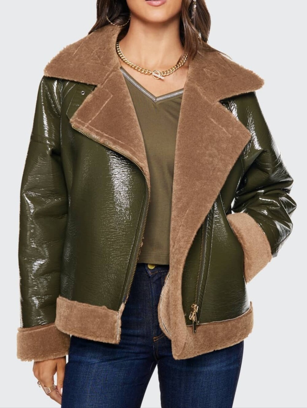 Ramy Brook Alvin Faux Leather Sherpa Jacket Medium